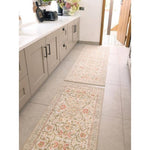 Eco - Washable Beige Rug Flowers Design - Bargainia.com - 