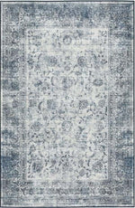 Eco - Washable Blue Rug Bordered Design - Bargainia.com - 