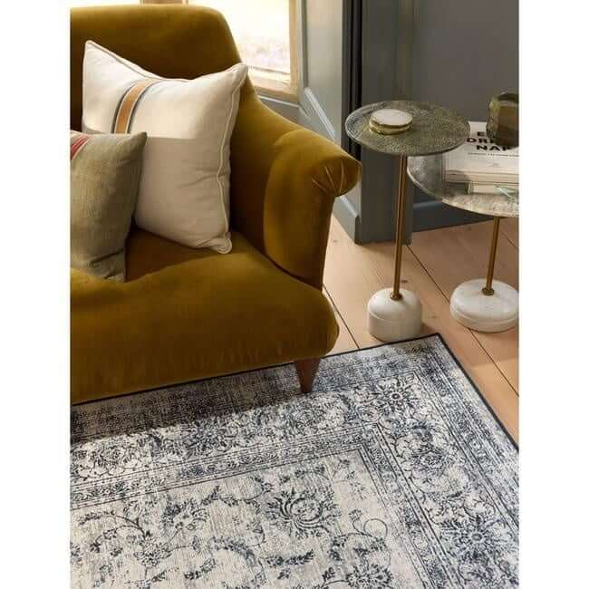 Eco - Washable Blue Rug Bordered Design - Bargainia.com - 5026134622357 - HGECWA_VNIMGR_120X185