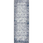Eco - Washable Blue Rug Bordered Design - Bargainia.com - 