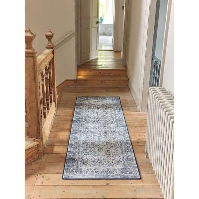 Eco - Washable Blue Rug Bordered Design - Bargainia.com - 5026134622388 - HGECWA_VNIMGR_075X220