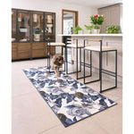 Eco - Washable Blue Rug Floral Design - Bargainia.com - 