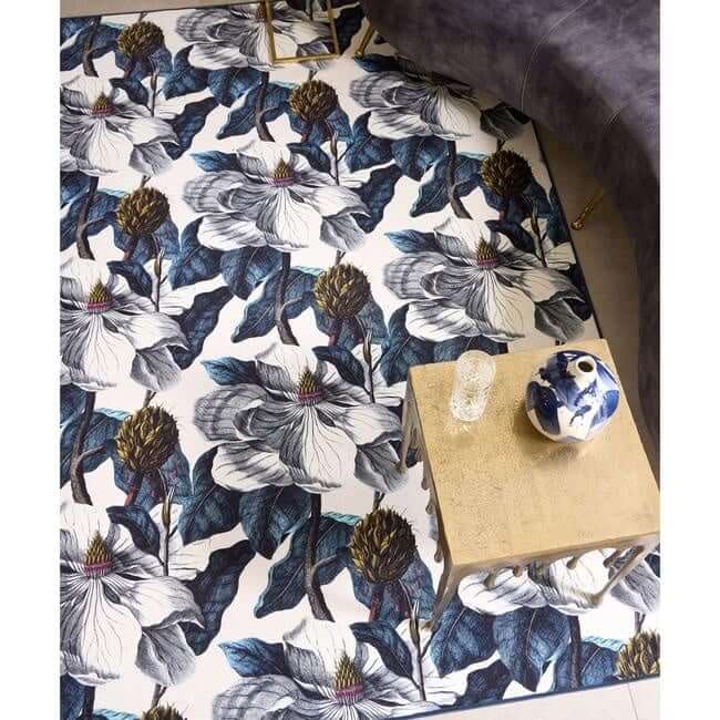 Eco - Washable Blue Rug Floral Design - Bargainia.com - 5026134623613 - HGECWA_MAGGAR_120X185