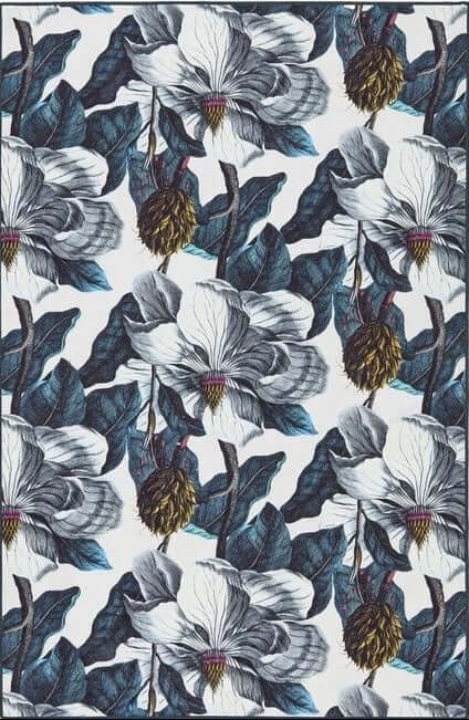 Eco - Washable Blue Rug Floral Design - Bargainia.com - 5026134623613 - HGECWA_MAGGAR_120X185