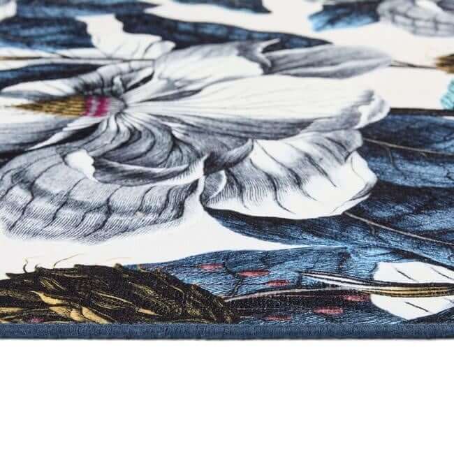 Eco - Washable Blue Rug Floral Design - Bargainia.com - 5026134623613 - HGECWA_MAGGAR_120X185