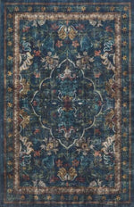 Eco - Washable Blue Rug Vintage Design - Bargainia.com - 