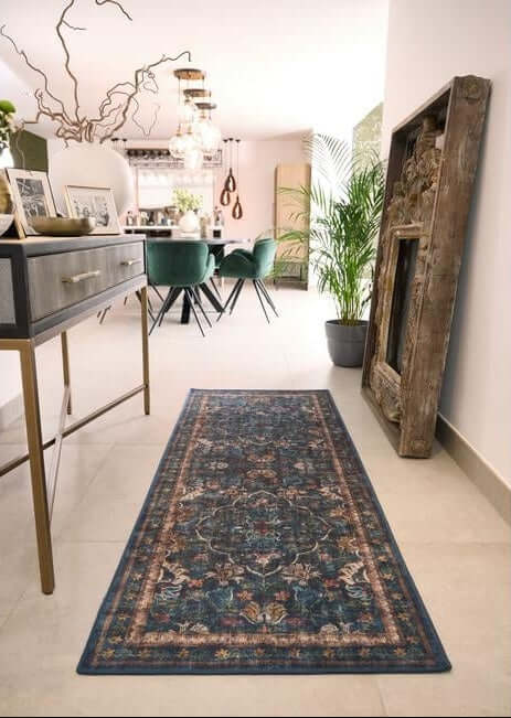 Eco - Washable Blue Rug Vintage Design - Bargainia.com - 