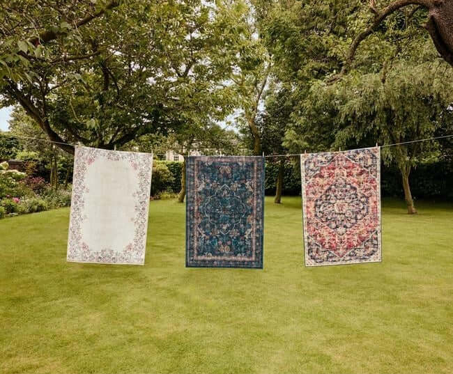 Eco - Washable Blue Rug Vintage Design - Bargainia.com - 