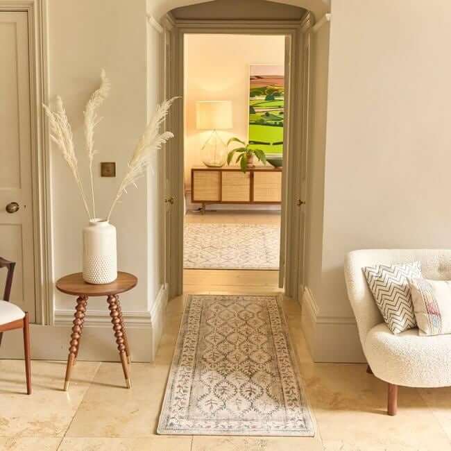 Eco - Washable Cream Rug Botanicals Design - Bargainia.com - 5026134622029 - HGECWA_ENGGAR_075X220