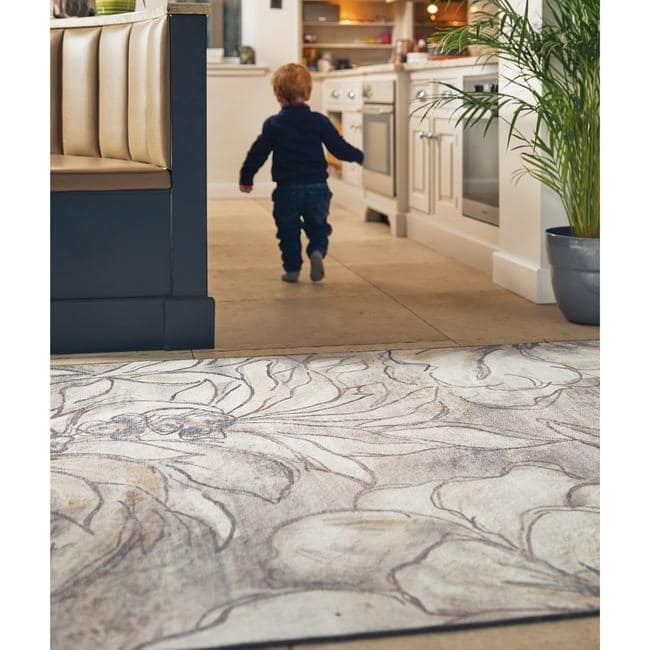 Eco - Washable Cream Rug Floral Design - Bargainia.com - 5026134621596 - HGECWA_ARTFLO_120X185