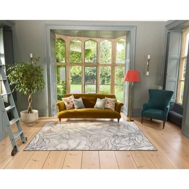 Eco - Washable Cream Rug Floral Design - Bargainia.com - 