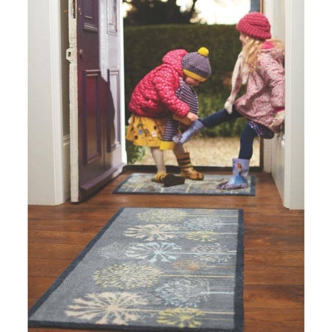 Eco - Washable Floral Design Mat in Grey - Bargainia.com - 5026134547827 - HGDESI_NTUR17_065X100