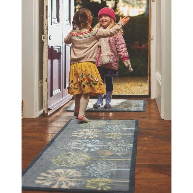 Eco - Washable Floral Design Mat in Grey - Bargainia.com - 5026134547827 - HGDESI_NTUR17_065X100