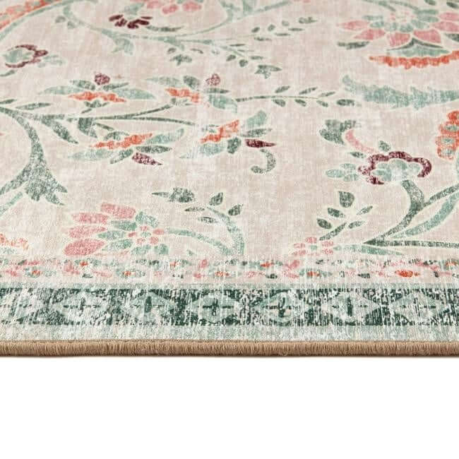 Eco - Washable Green Rug Floral Design - Bargainia.com - 5026134621954 - HGECWA_ENGFLO_120X185