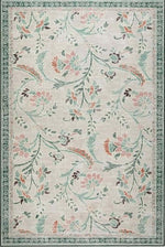 Eco - Washable Green Rug Floral Design - Bargainia.com - 