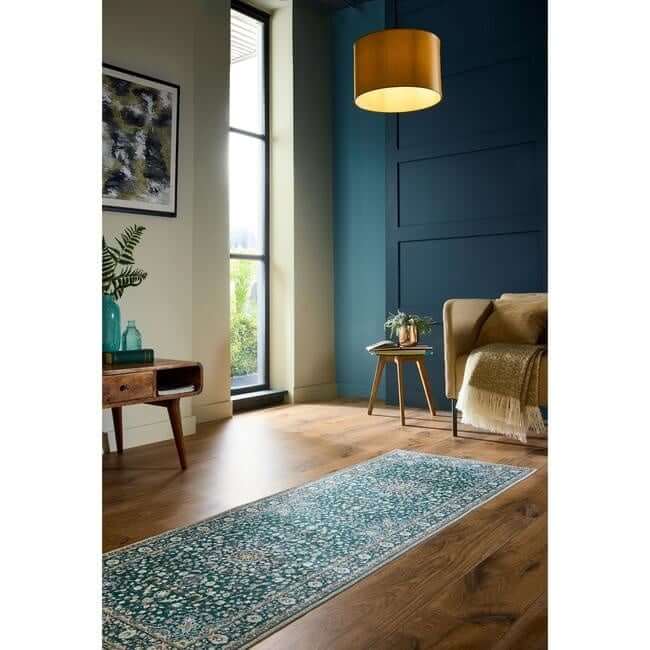 Eco - Washable Green Rug Medallion Design - Bargainia.com - 