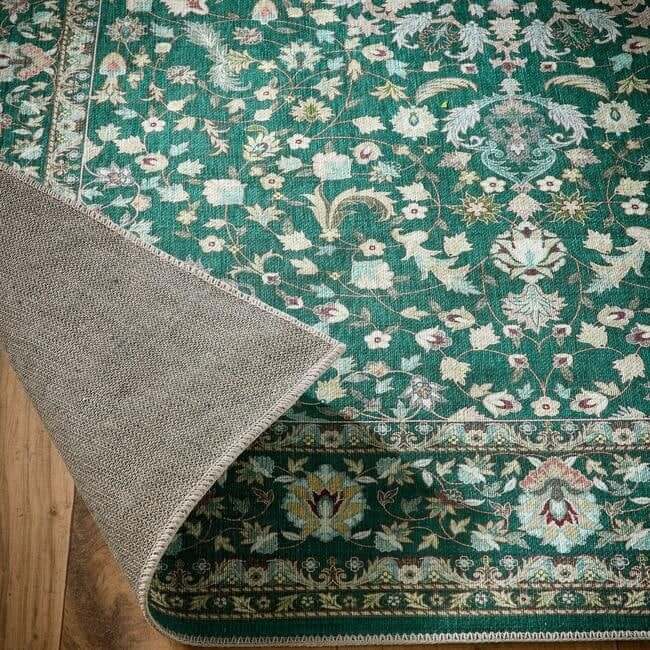 Eco - Washable Green Rug Medallion Design - Bargainia.com - 