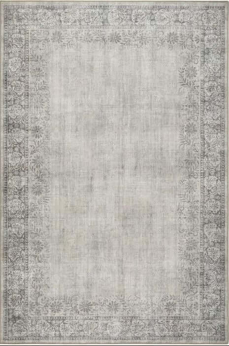 Eco - Washable Grey Rug Bordered Design - Bargainia.com - 