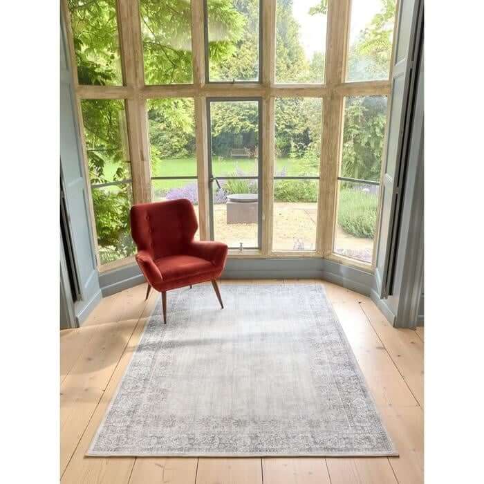 Eco - Washable Grey Rug Bordered Design - Bargainia.com - 5026134622241 - HGECWA_BROBOR_120X185