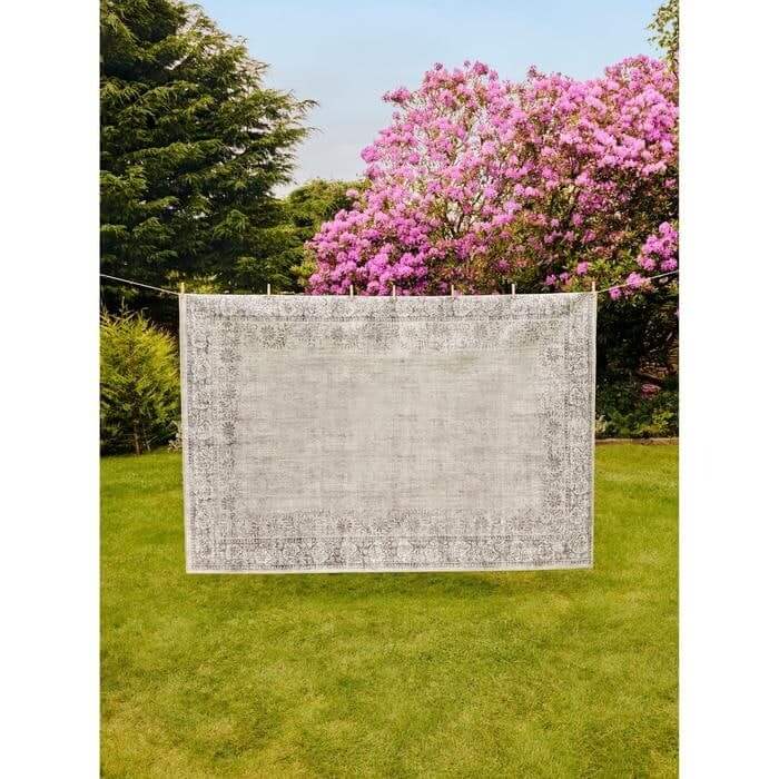 Eco - Washable Grey Rug Bordered Design - Bargainia.com - 5026134622241 - HGECWA_BROBOR_120X185