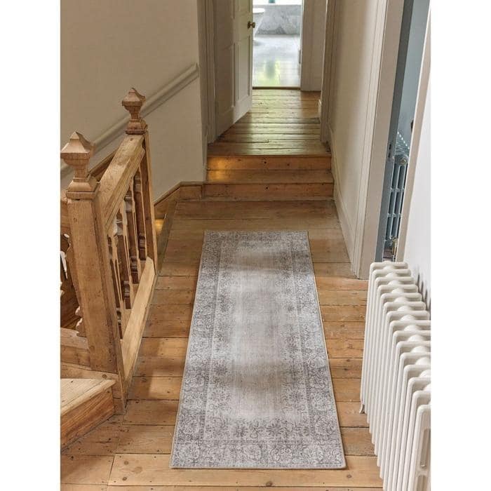 Eco - Washable Grey Rug Bordered Design - Bargainia.com - 