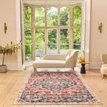 Eco - Washable Red Rug Medallion Design - Bargainia.com - 