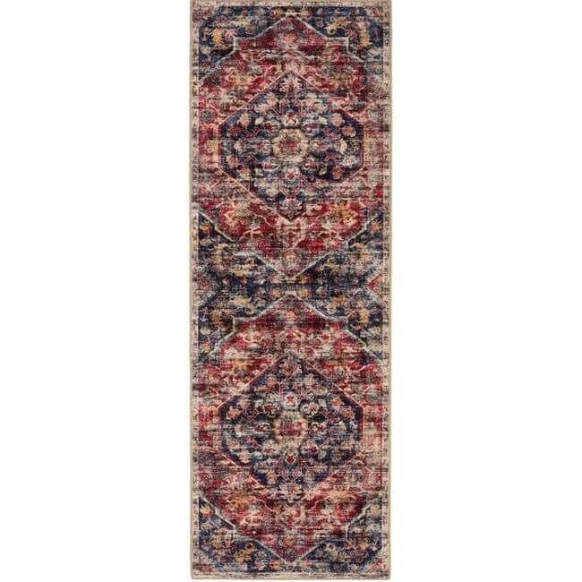 Eco - Washable Red Rug Medallion Design - Bargainia.com - 
