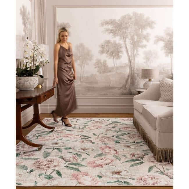 Eco - Washable Rug Flower Design - Bargainia.com - 5026134640092 - HGECWA_BLPEPI_075X220