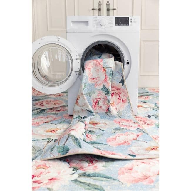Eco - Washable Rug Flower Design - Bargainia.com - 5026134640108 - HGECWA_BLPEBL_120X185