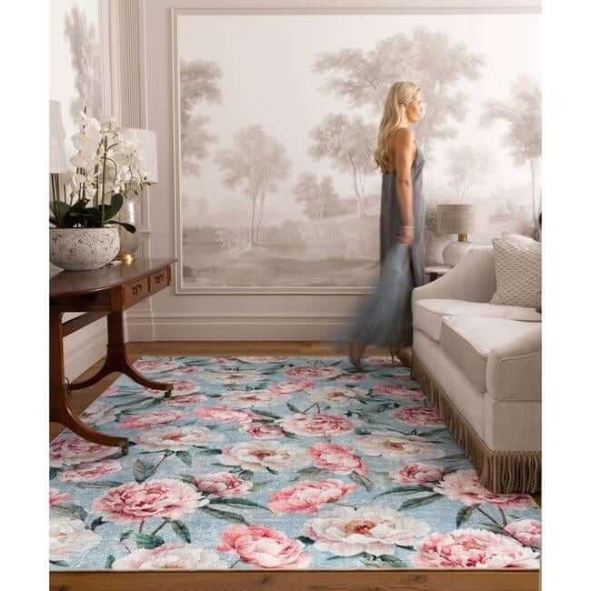 Eco - Washable Rug Flower Design - Bargainia.com - 5026134640108 - HGECWA_BLPEBL_120X185