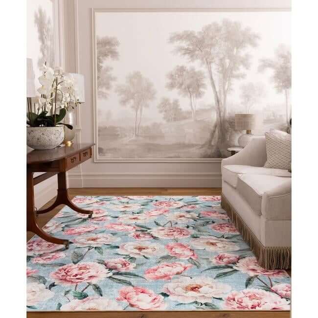 Eco - Washable Rug Flower Design - Bargainia.com - 5026134640108 - HGECWA_BLPEBL_120X185