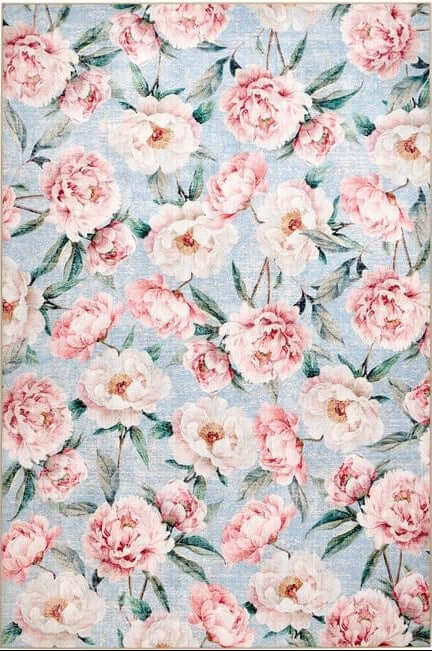 Eco - Washable Rug Flower Design - Bargainia.com - 5026134640108 - HGECWA_BLPEBL_120X185