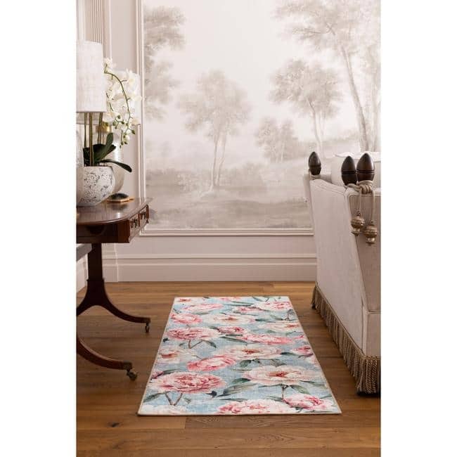 Eco - Washable Rug Flower Design - Bargainia.com - 5026134640139 - HGECWA_BLPEBL_075X220