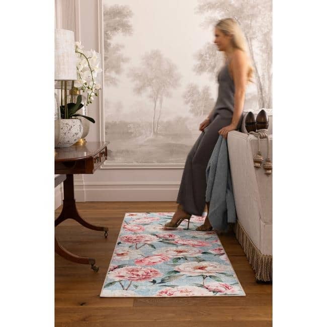 Eco - Washable Rug Flower Design - Bargainia.com - 5026134640139 - HGECWA_BLPEBL_075X220