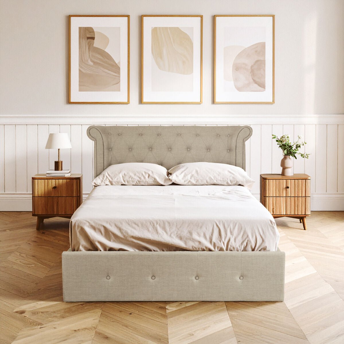 Edison Light Grey Ottoman Double Bed - Bargainia.com - 5018705452098
