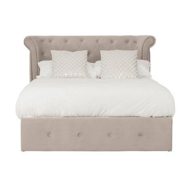 Edison Mink Velvet Ottoman Double Bed - Bargainia.com - 5018705452074