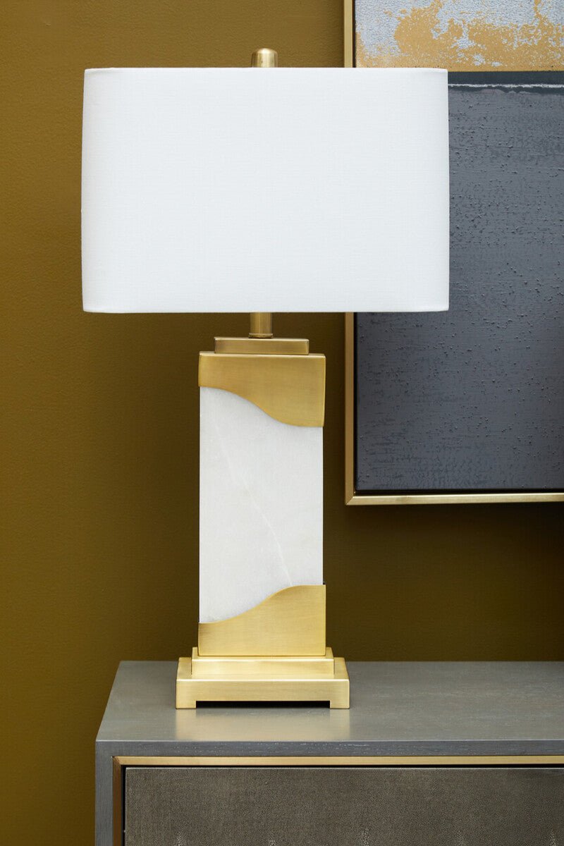 Edith Table Lamp in White Marble and Gold - Bargainia.com - 5018705506920