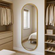 Emi - Full Length Gold Metal Runway Oval Mirror - 180cm x 80cm - Bargainia.com - 5061083361223 - EMI18080GLD