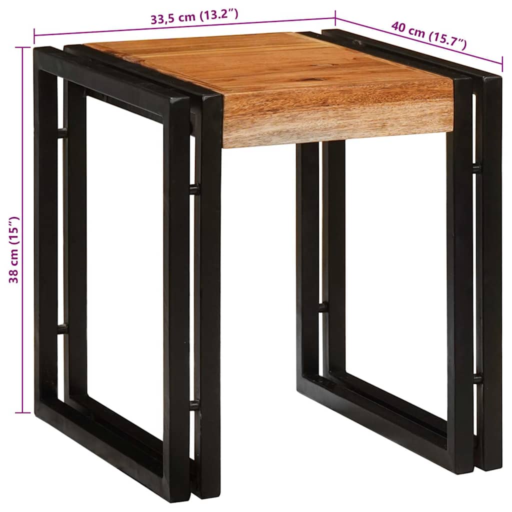 End Tables Brown and black Solid Acacia wood - Bargainia.com - 