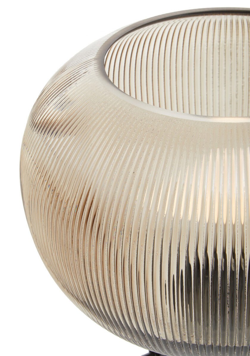 Enola Large Ribbed Smoked Glass Table Lamp - Bargainia.com - 5018705969206