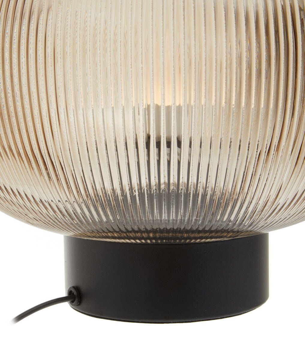 Enola Large Ribbed Smoked Glass Table Lamp - Bargainia.com - 5018705969206