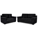 Enzo 2 and 3 Seater Corduroy Sofa Set in Black | Adjustable Back | Foam Cushions - Bargainia.com - 5056150285311