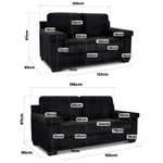 Enzo 2 and 3 Seater Corduroy Sofa Set in Black | Adjustable Back | Foam Cushions - Bargainia.com - 5056150285311