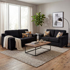 Enzo 2 and 3 Seater Corduroy Sofa Set in Black | Adjustable Back | Foam Cushions - Bargainia.com - 5056150285311