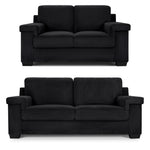 Enzo 2 and 3 Seater Corduroy Sofa Set in Black | Adjustable Back | Foam Cushions - Bargainia.com - 5056150285311
