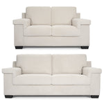Enzo 2 and 3 Seater Corduroy Sofa Set in Cream | Adjustable Back | Foam Cushions - Bargainia.com - 5056150285342