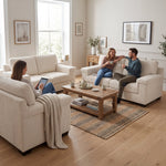 Enzo 2 and 3 Seater Corduroy Sofa Set in Cream | Adjustable Back | Foam Cushions - Bargainia.com - 5056150285342