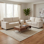Enzo 2 and 3 Seater Corduroy Sofa Set in Cream | Adjustable Back | Foam Cushions - Bargainia.com - 5056150285342