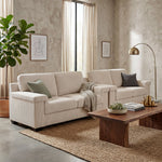 Enzo 2 and 3 Seater Corduroy Sofa Set in Cream | Adjustable Back | Foam Cushions - Bargainia.com - 5056150285342