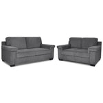 Enzo 2 and 3 Seater Corduroy Sofa Set in Grey | Adjustable Back | Foam Cushions - Bargainia.com - 5056150285281